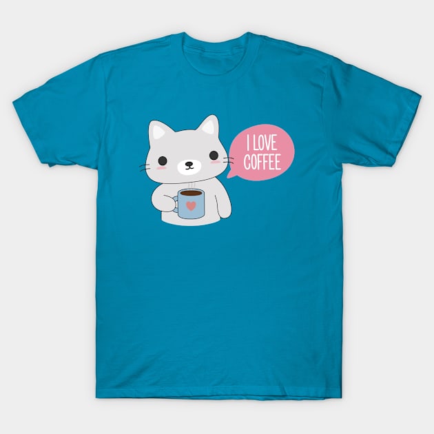 Cute Coffee Cat T-Shirt by happinessinatee